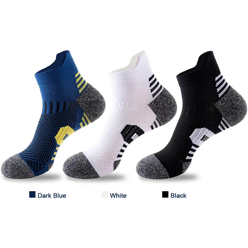 1Pairs Professional Men's Sports Socks Outdoor Running Fitness Climbing Thick Quick Drying Towel Short Socks For 39-45