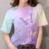 Summer Round Neck 3D Butterfly Pattern Print Top Fashionable Casual Short Sleeved Women's T-shirts