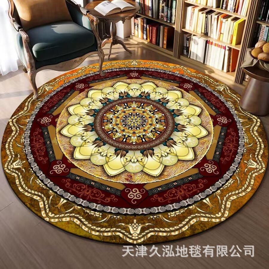 Circular Carpet Bedroom Living Room Carpet Coffee Table Carpet Home Sofa Circular Mat Ethnic Style Carpet