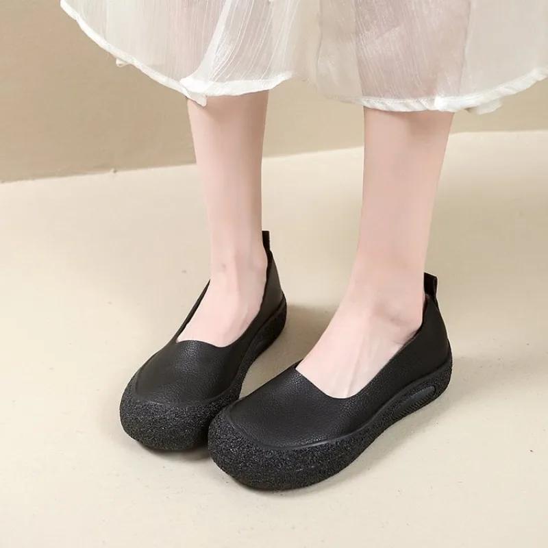 Women Loafers Soft Leather Comfort Flat Casual Shoes Mother Soft Comfortable Shoes Women Slip-On Footwear Handmade Shoes