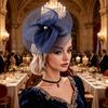 Women Fascinators Hat Headband Base Design Stable Non-Slip Lightweight Mesh Flower Shape Headgear Tea Party Hat Accessories
