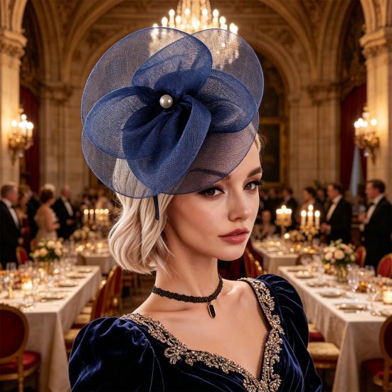 Women Fascinators Hat Headband Base Design Stable Non-Slip Lightweight Mesh Flower Shape Headgear Tea Party Hat Accessories