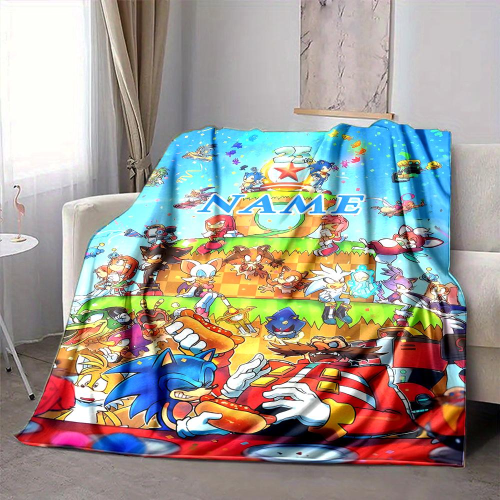 Custom 1pc Sonic Characters Celebration Blanket, Soft And Comfortable Blanket, Casual Warm, Camping Travel Blanket, Birthday Gift Q912187