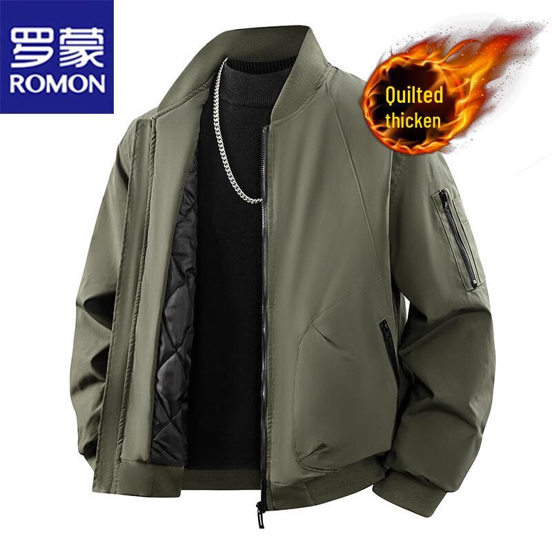 Romon Men's Thickened Padded Baseball Collar Jacket