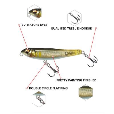 71mm 7g Useful Crankbaits Minnow Lures Pencil Baits with Steel Ball Winter Fishing Fish Hooks