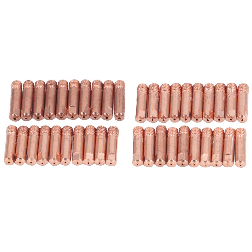 40 Stück Schweißbrenner Kontaktdüse Kupfer Hochtemperaturbeständig 15AK Schweißspitzen 0,6MM bis 1,0MM