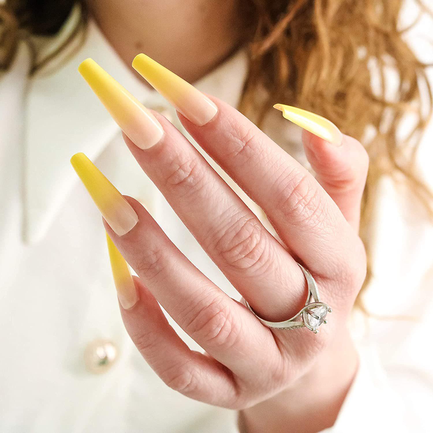 

24-Piece Gradient Yellow Removable Press-On False Nail Tips