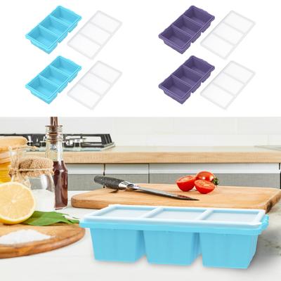 2Pcs Silicone Freezer Tray Mold with Lid Reusable Freezer Ice Trays for Cocktail Whiskey Juice Chocolate Baby Food Ice Cubes