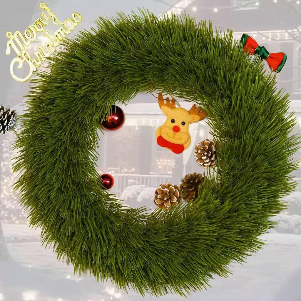 Christmas Kitchen Cabinet Wreaths With Plaid Bow Ribbon Hanging Cabinet Doors Wreaths Decorative For Kitchen Window Outdoor Indoor Holiday Decor
