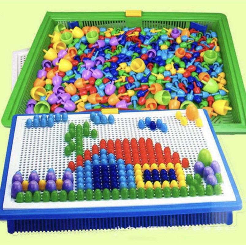 Children Puzzle Kids Peg Board 295 Pegs Early Educational Toys Creative Mosaic B
