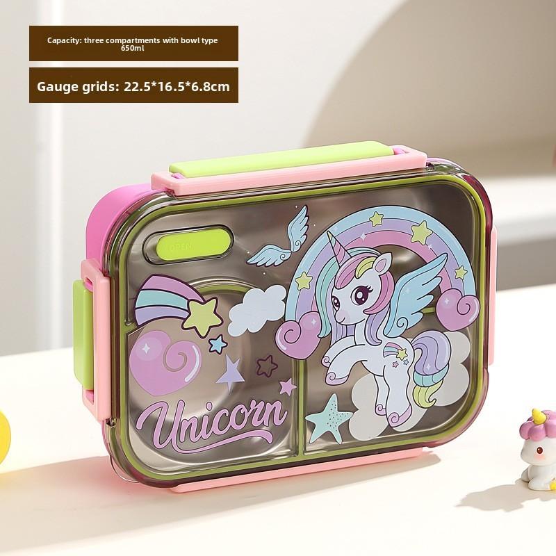 Cute Style Lunch Box With 3 Compartments For School And Office Use