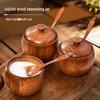 Retro Jujube Wood Spice Jar Set with Lid - Custom Logo Salt Shaker & Seasoning Box for Kitchen