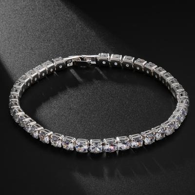 Tenniskette Zirkon Tennisarmband: Unisex 4-5mm Europäische & Amerikanische Mode, Hip-Hop-Stil