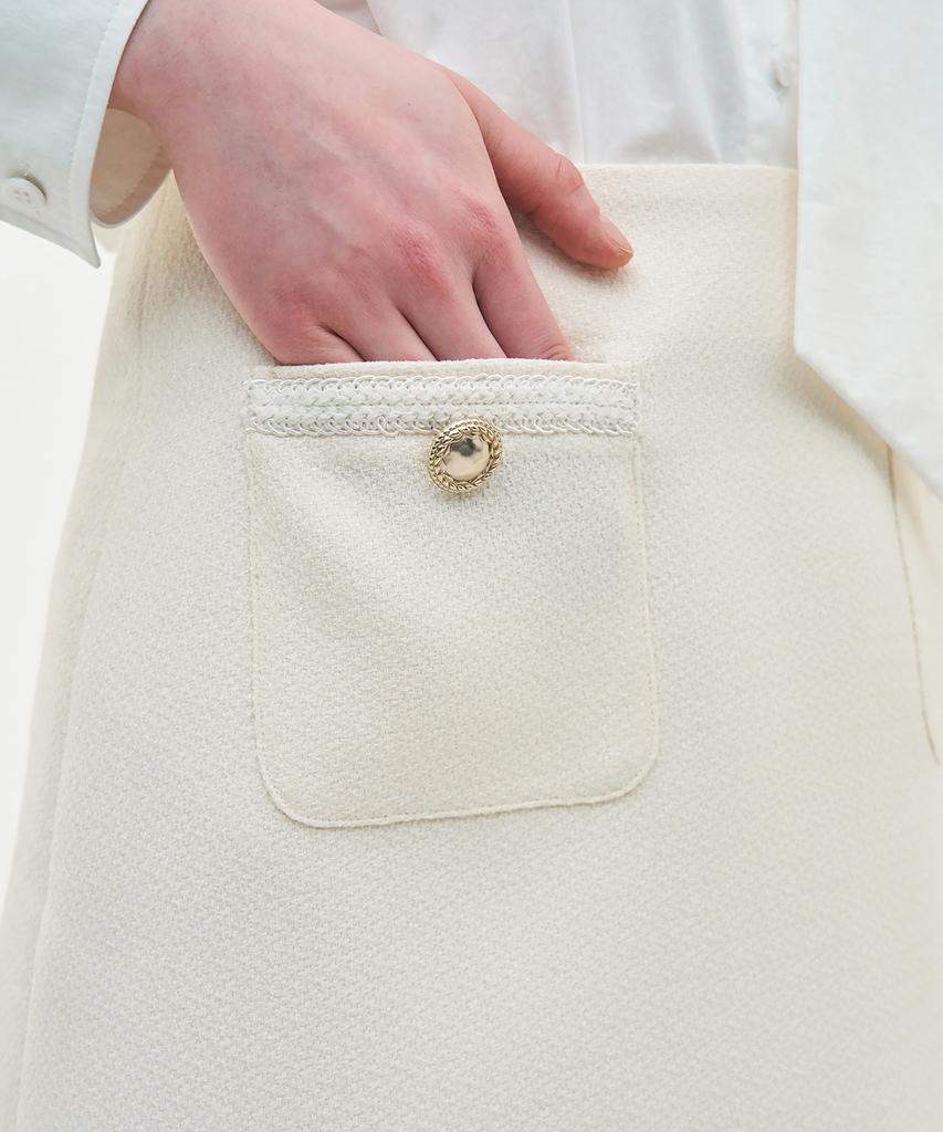 Limekeu Milky Way Pocket Tweed Skirt Ivory