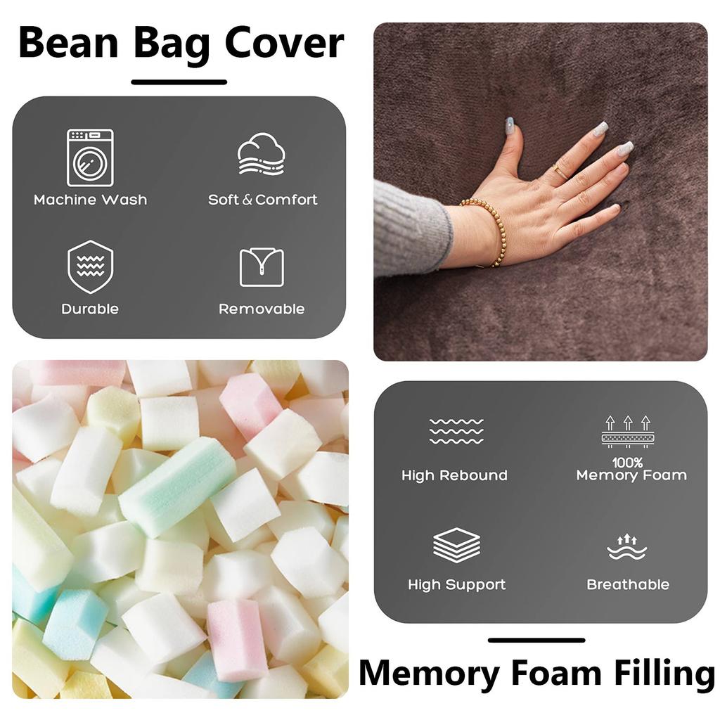 5FT Bean Bag, Bean Bag Chair, Sofa for Adults, Soft and Comfortable Reading Chair, Suitable for Bedrooms, Balconies and Other Places