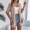 Elegante Damen Strickjacke mit V-Ausschnitt, locker gestrickt, einfarbig kariert, Pullover, Oberteile für Frühling und Sommer