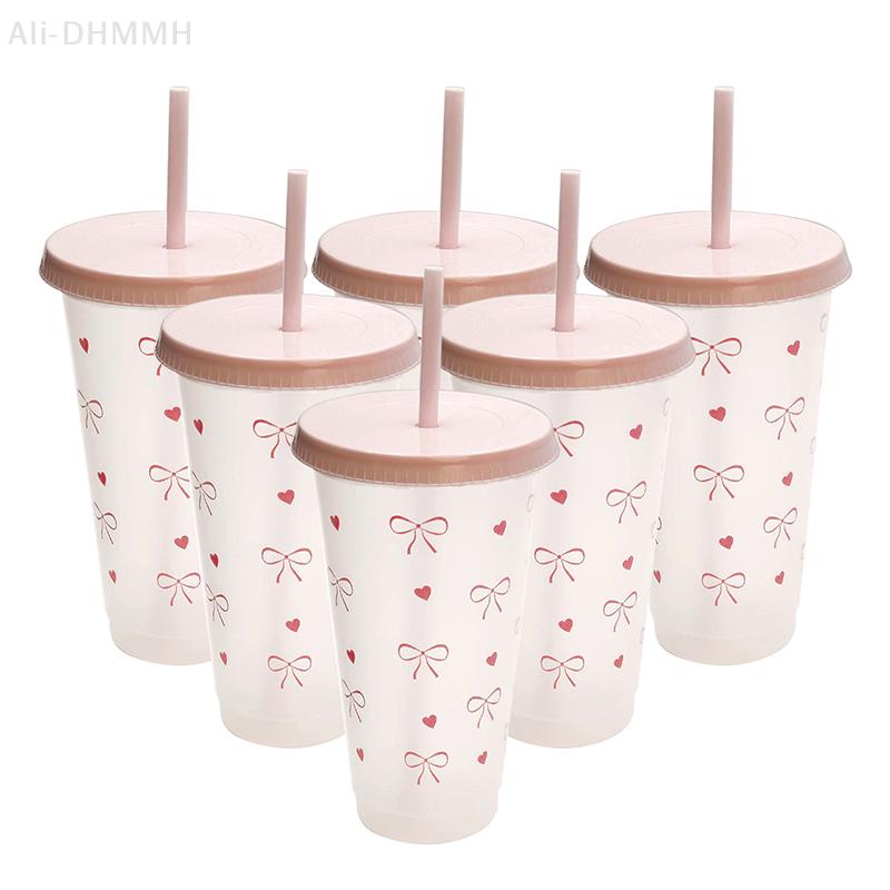 Aesthetic Bowknot Plastic Water Bottle for Iced Coffee and Tea