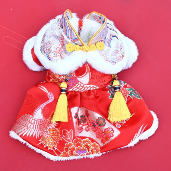 Pet Tang Suit Tassel Design Vibrant Color Button Closure Exquisite Pattern Friendly to Skin Keep Warm Cloth Thickened Cat Dog Fleece