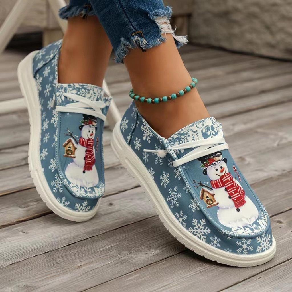 European and American Christmas snowman elf casual single shoes light large size shallow mouth new style
