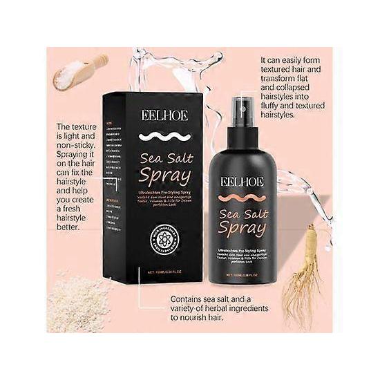Sea Salt Spray, Natural Finish Sea Salt Spray for Hair, Volumizes & Texturizes, Infused with Kelp & Vitamin B5, Light & Non-Greasy, Paraben, Sulfate