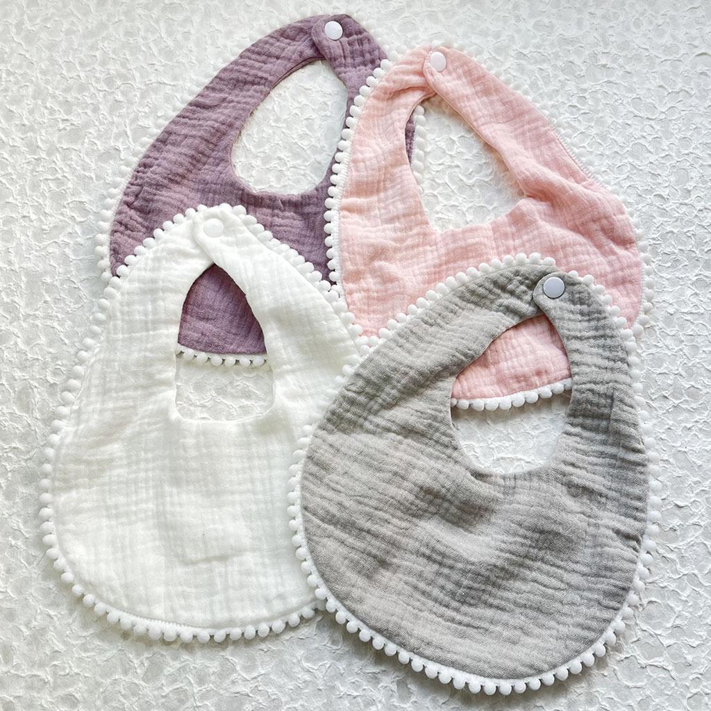 Babero de saliva cómodo de color puro algodón de azúcar para niños y niñas Toalla de saliva de encaje sólido para bebé Toalla de saliva Suministros para bebés
