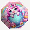 1PC unicorn cupcake Automatic Open/Close Umbrella with Windproof, 8-Rib Sturdy Canopy, Durable Ribs, Fashionable Design, Outdoor Accessory, Fun Prin,