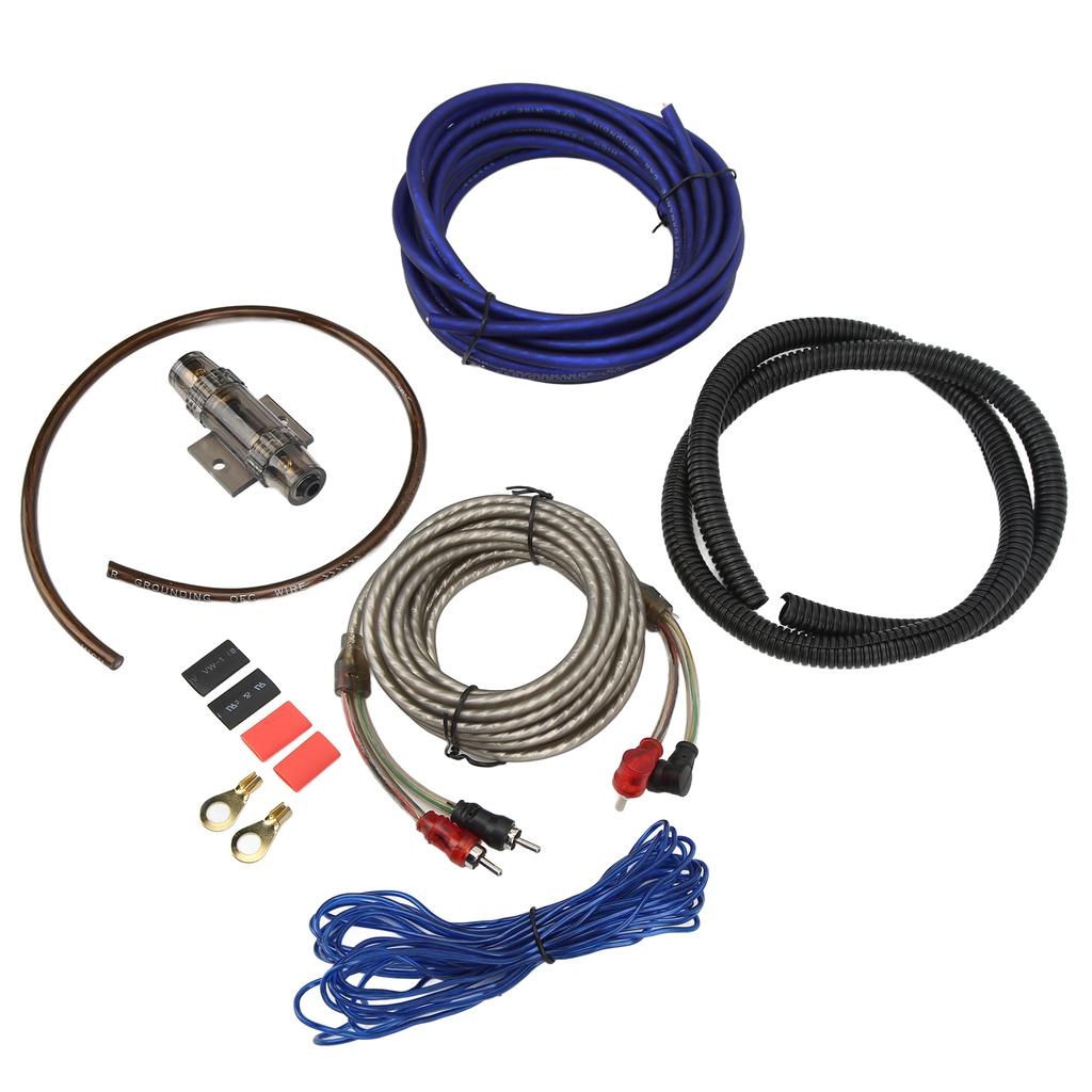8GA Power Amplifier Installation Kit Car Subwoofer Audio Wire Line Power Cable with Fuse Universal