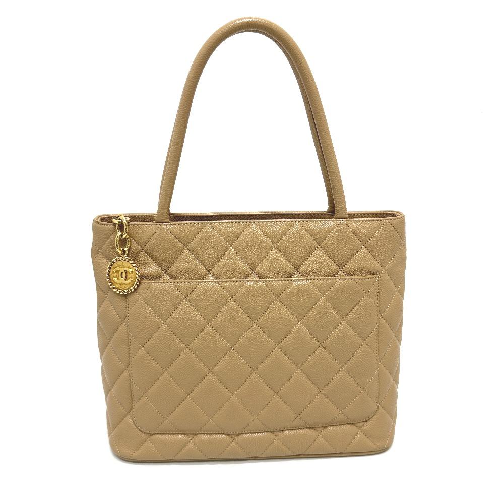 Chanel A01804 CC CC Mark Reissue Tote Bag Caviar Leather Beige