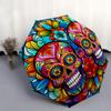 Colorful Sugar Skull Stained Wall Art DecorUmbrellaPortable 3-Fold Compact Umbrella for Men & Women Gift