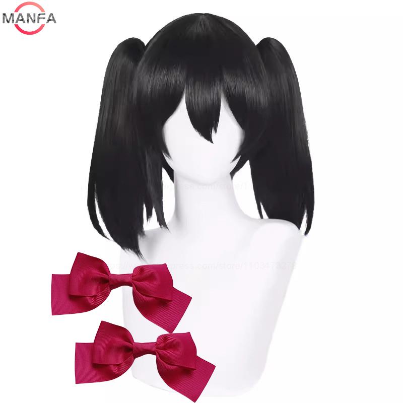 High Quality Nico Yazawa Cosplay Wig 40cm Long Ponytails Black Hair Heat Resistant Synthetic Wigs + Wig Cap