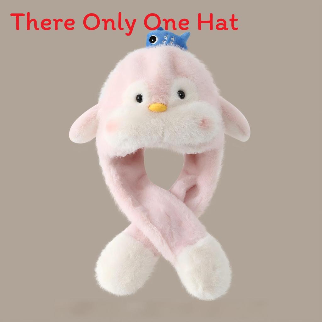 Penguin Baby Hat With Moving Ears Warm Plush Winter Kids Headgear For Children