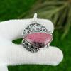 Natural Rhodonite Gemstone Pendant Pink 925 Sterling Silver Indian Jewelry