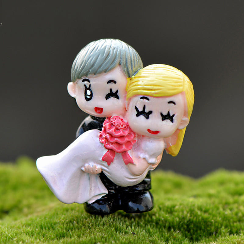 2pcs/set Mini Stool Lovers Couple Animals House Tree Fairy Garden Miniatures DIY Micro Landscape Decor Terrarium Action Figures