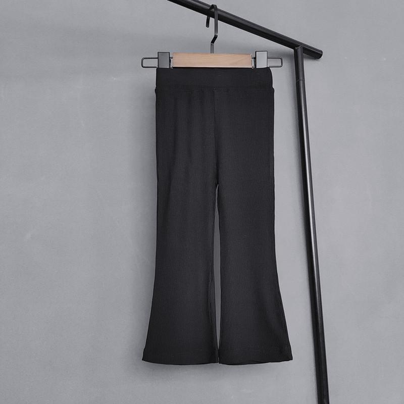 

Весенне-осенние рубчатые ретро леггинсы для маленьких девочек, брюки клеш для детей 90 чёрный