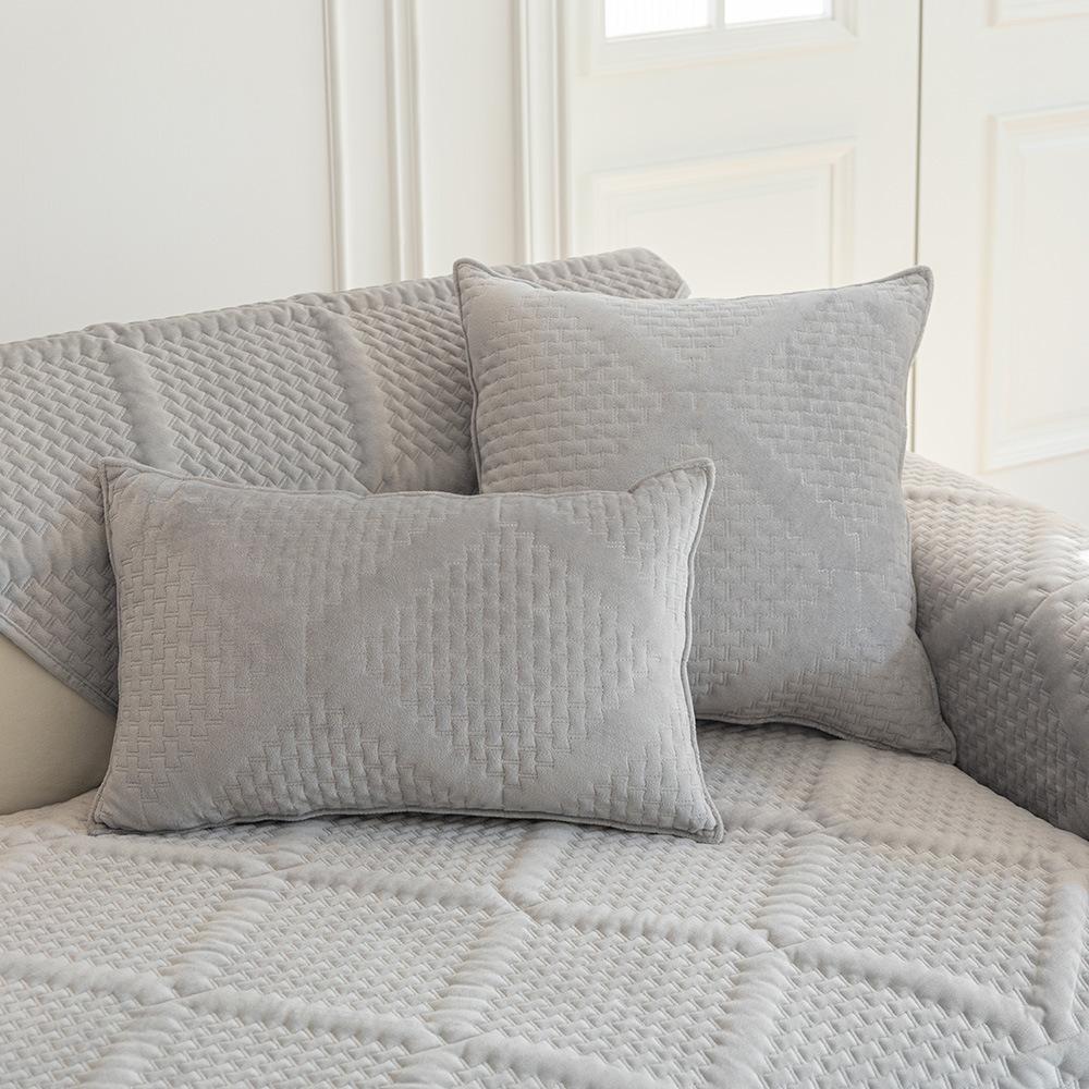 Cojín de Sofá de Terciopelo Cristal de Invierno Nuevo Estilo Crema Francés Claro Funda Funda Paño Cojín de Sofá de Cuero