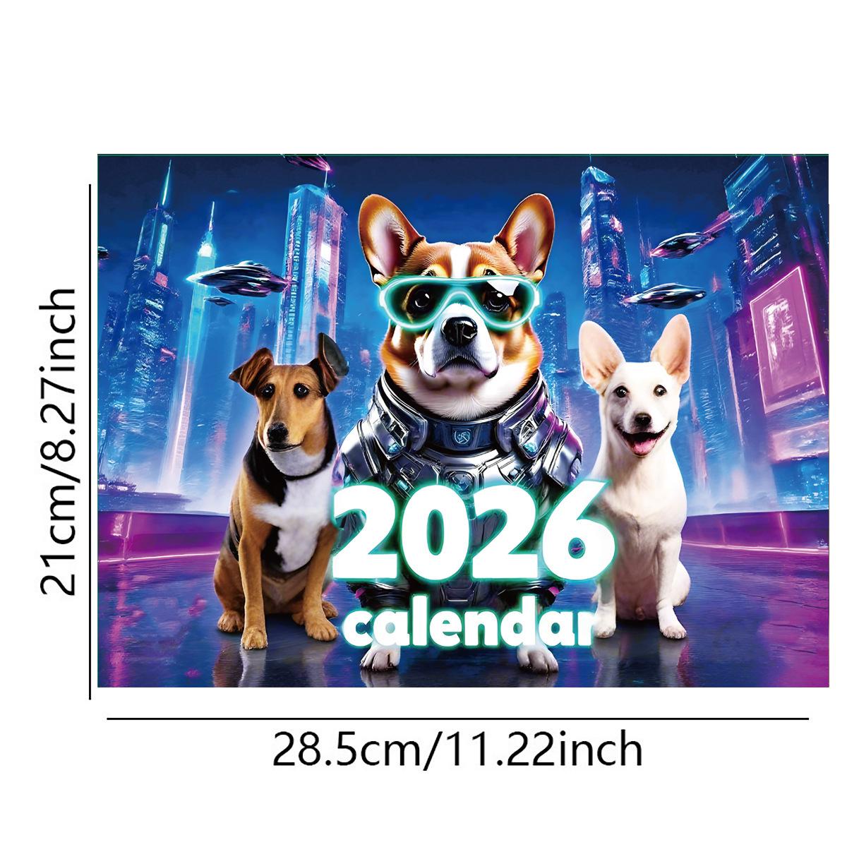 2026 Dog Calendar: 12-Month Cross-Border English Wall Calendar Collection