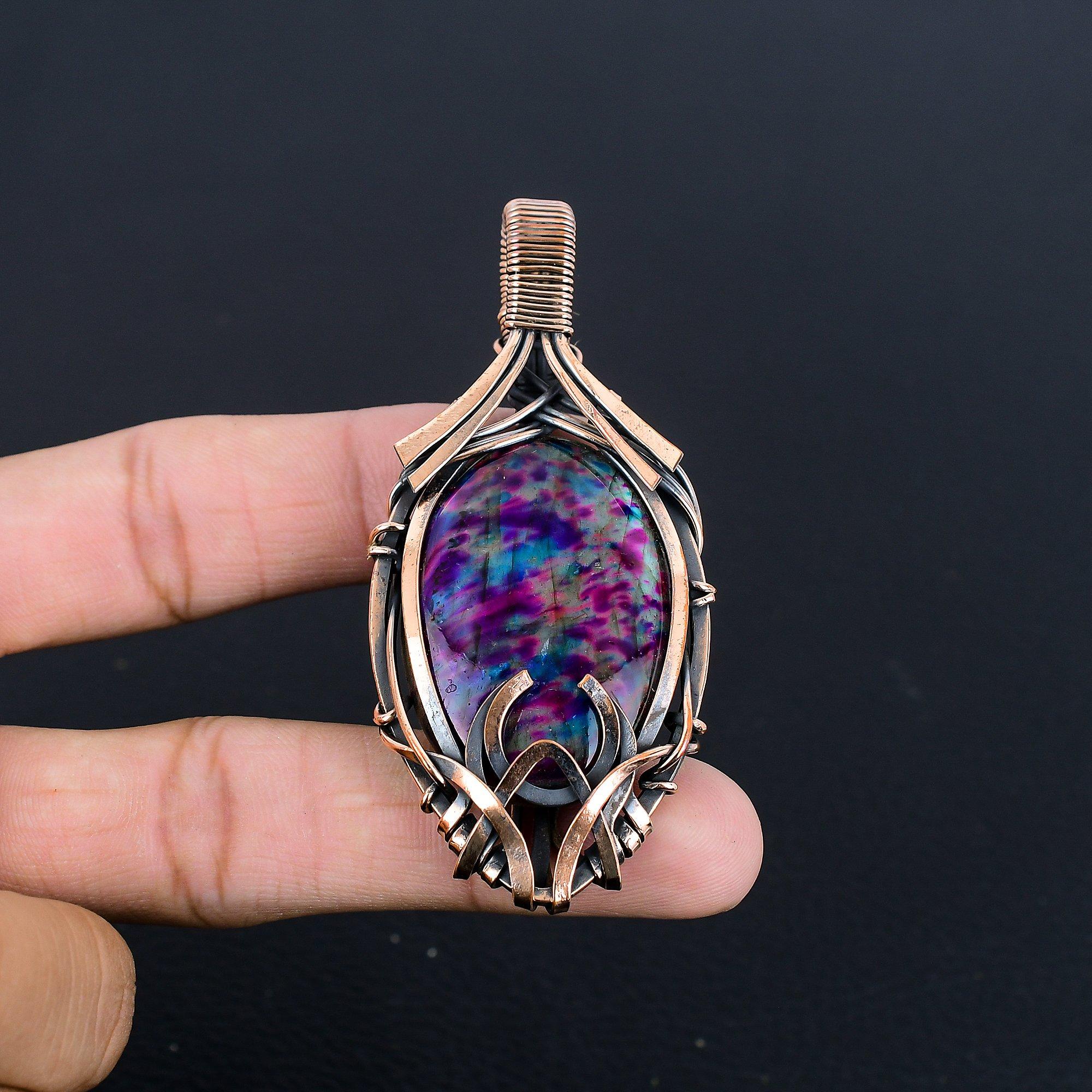 

Кулон Лабрадорит с мульти-иризацией, Ювелирные изделия, обернутые медной проволокой 999 пробы, Кулон ручной работы, Ювелирные изделия с драгоценными камнями, Подарки для жены, Совершенно новый кулон 2.55 Inches