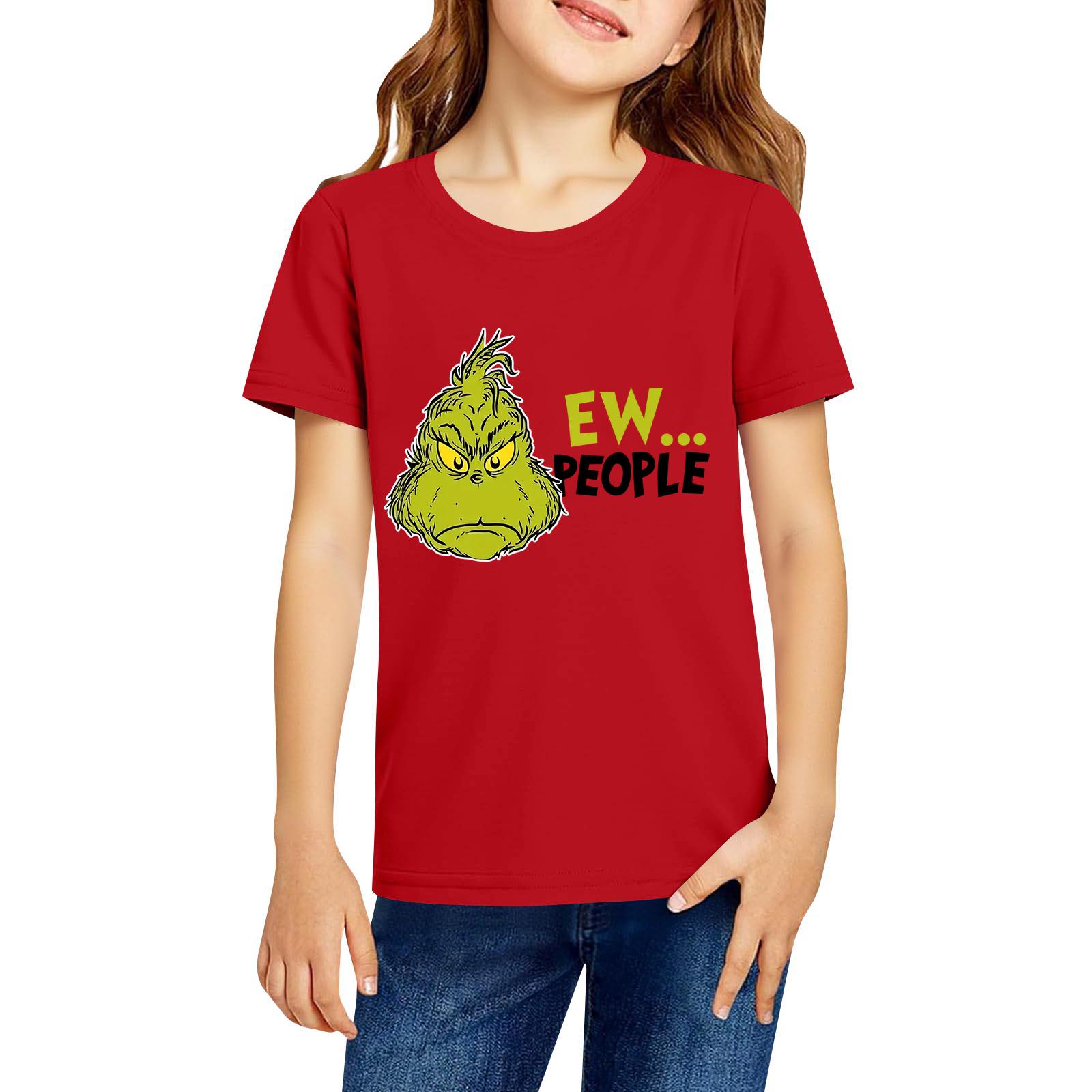 

Модная рабочая одежда с короткими рукавами и круглым вырезом, топы с принтом для детских летних топов 160 красный