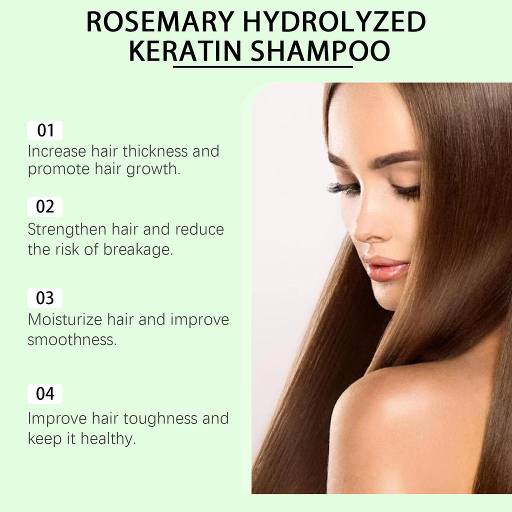 Champú de Romero Calmante para el Cuero Cabelludo Anticaspa Refrescante Aporta Volumen Reparador de Puntas Abiertas Aceite Vegetal Control de Grasa Nutrición Champú para el Cabello