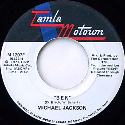7palcová deska MICHAEL JACKSON - Ben M1207F Motown 1972 Kanada Soul/Funk Použitá