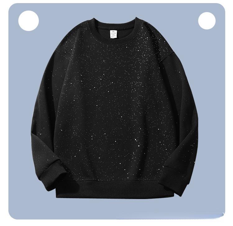 Autumn Retro Unisex Heavyweight Hoodie: Baby's Breath Hua Cotton Crew Neck Sweatshirt