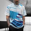 Outdoor Fitness Sports Men's Short Sleeved T-shirt Casual Top Summer Striped Style