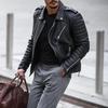 Pánské kožené bundy nové podzimní zima zesílená klopa bavlněný vatovaný zip kožený kabát streetwear pánská