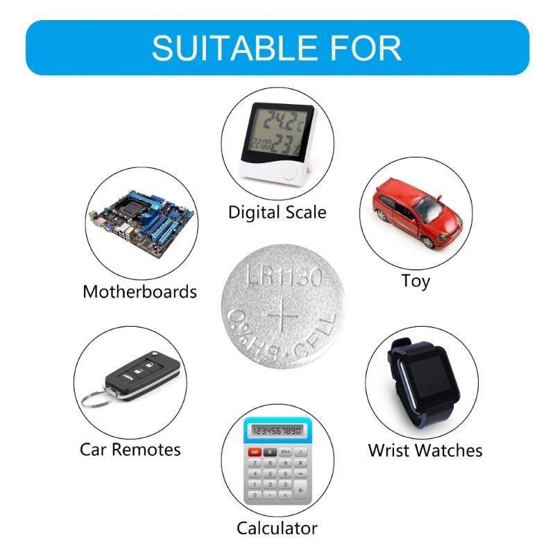10PPpcs LR1130 AG10 Coin Cell Batteries 1.5V Button Battery High Energy Output for Toy, Watches, Calculators, Remotes