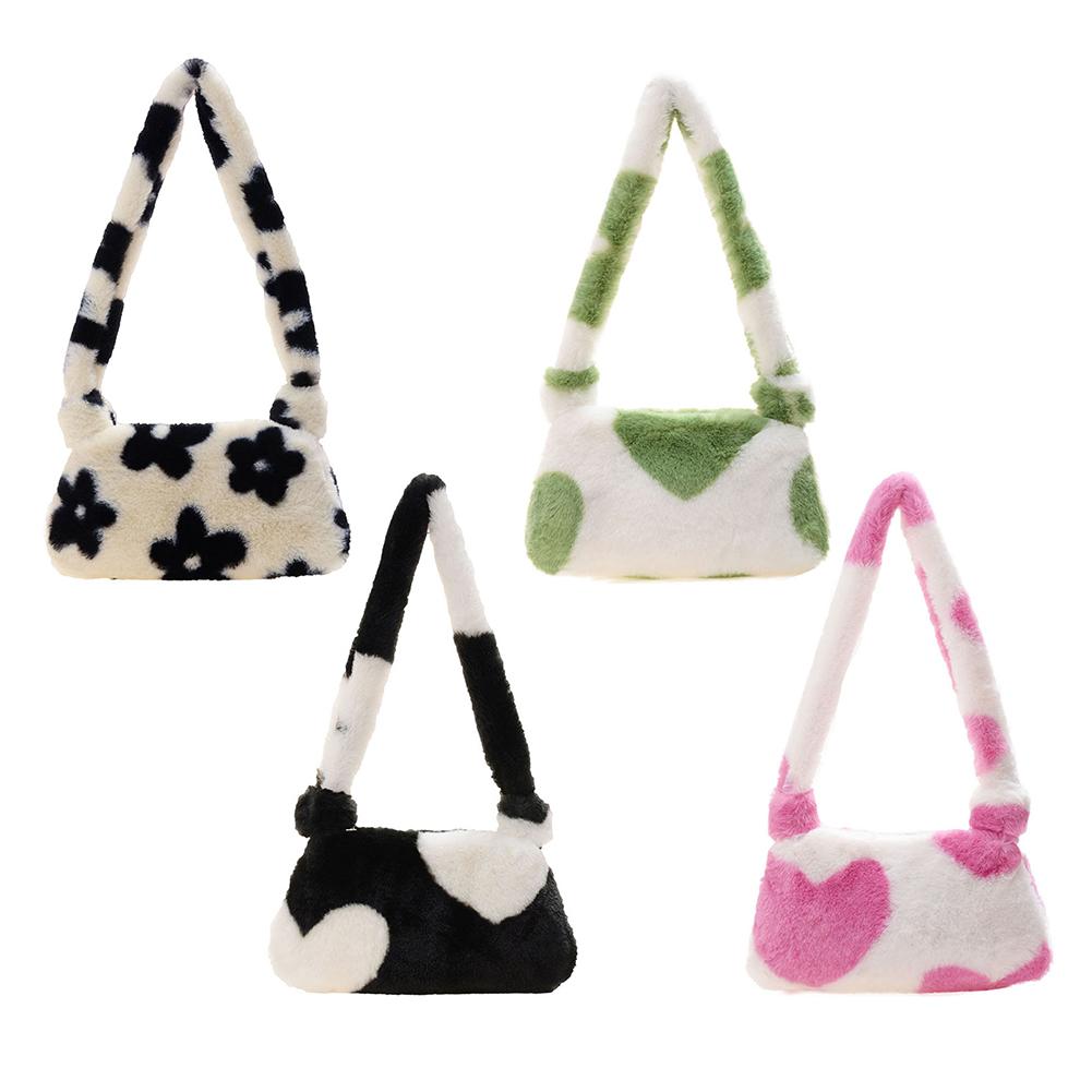 

Мода Женщины Цветок Любовь Сердце Печать Плюшевая сумка На плечо Сумки Сумки