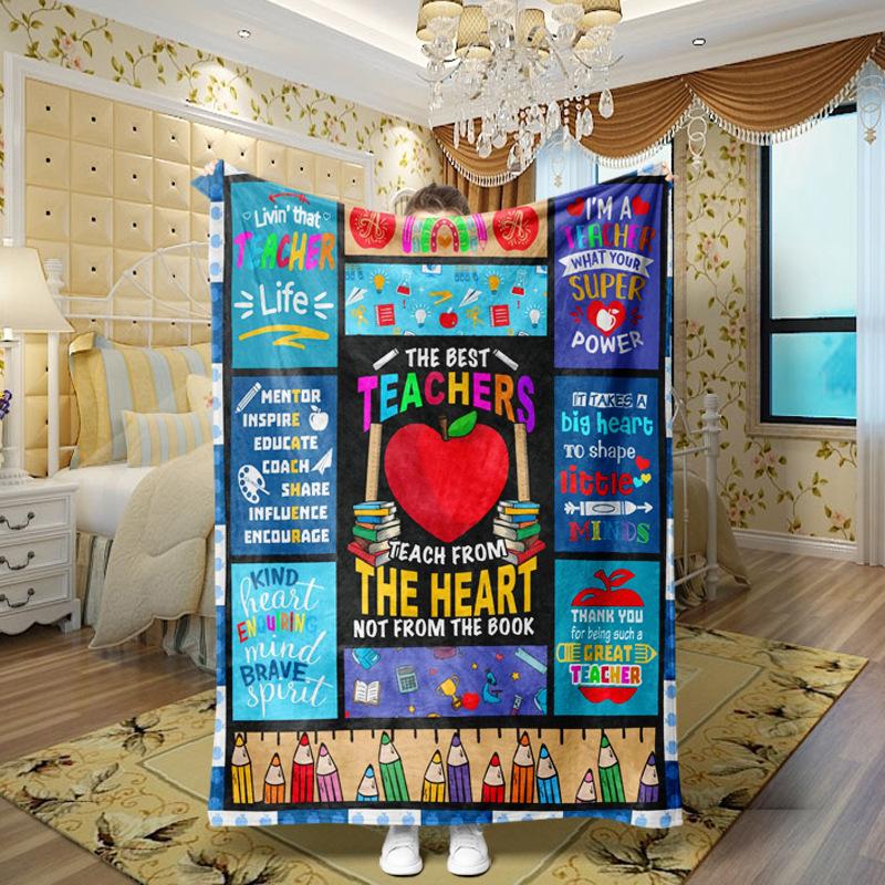 Love and Family Wishes digital-printed polyester Bedroom velvet flannel soft sofa cover blanket Fleece soft sofa cover blankets