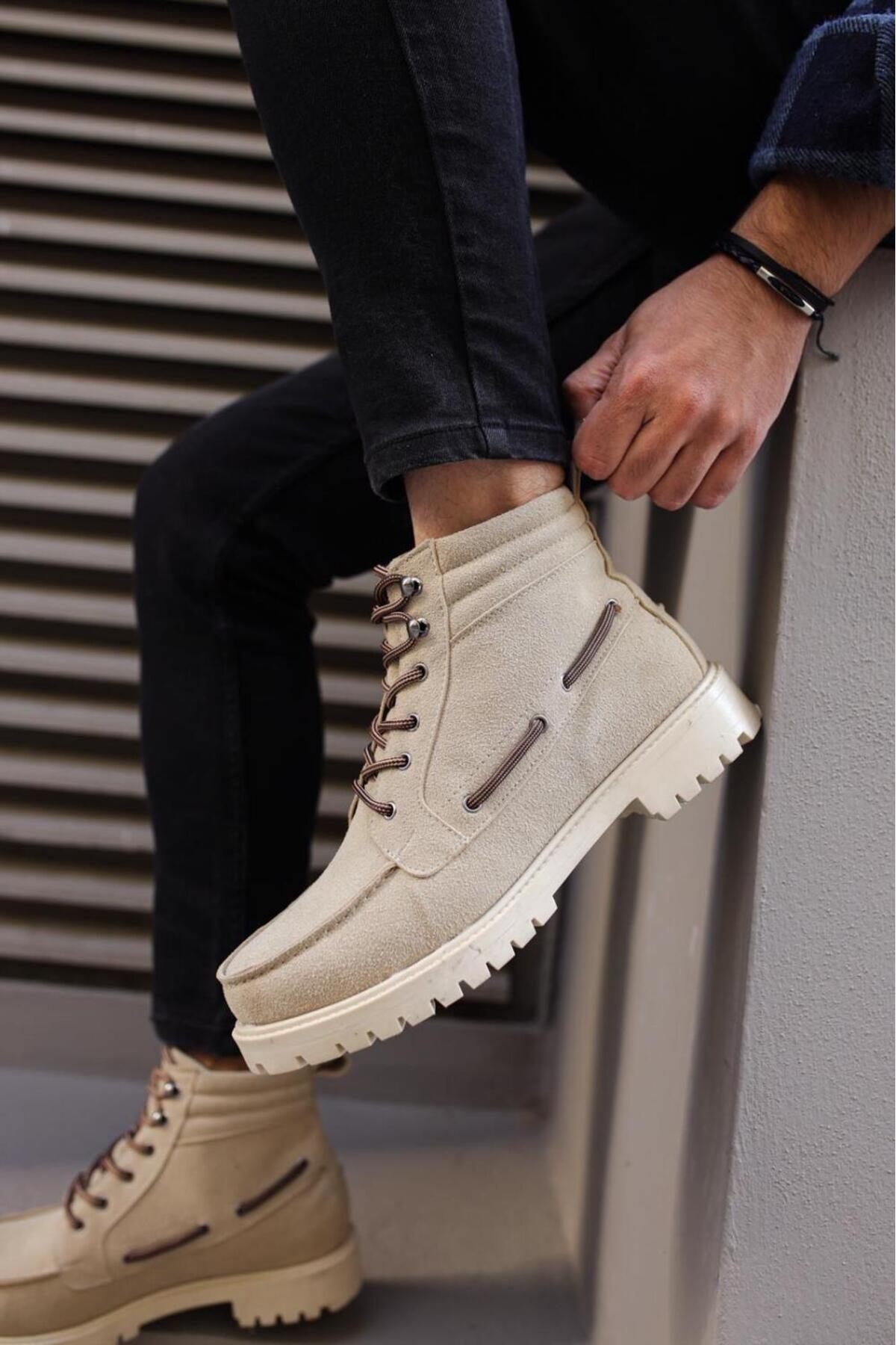

Men s Fashion Faux Leather Thick Heeled Boots Bootie High Sole B Stone Shoes 40