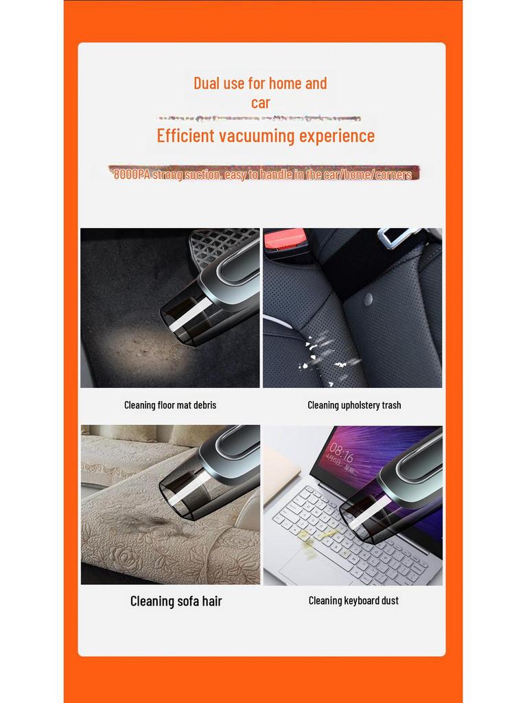 Tragbarer Handstaubsauger fürs Auto – Kabelloser Hochleistungsreiniger für Nass- und Trockenreinigung