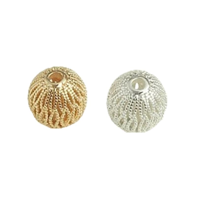 Pack of 10 Exquisite Hollow Designs Sturdy Brass Round Loose Beads with Long Time Use 18K Gold Plating Supplies