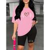 Summer Slim Bodycon Two Piece Outfit Ladies Short Sleeve Crop T-shirt High Waist Tight Shorts